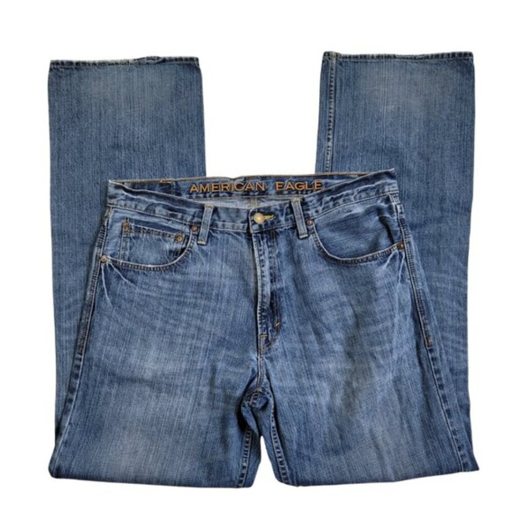 American Eagle Men Loose Fit Baggy Jeans Size 34 - Vintage Denim Relaxed Style